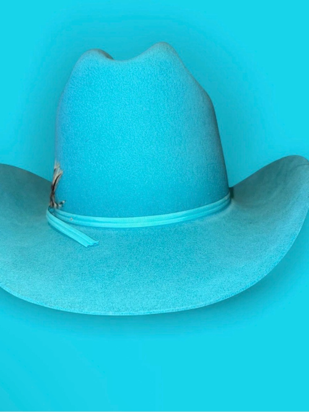 Turquoise Western Felt Cowboy Hat - Unbranded